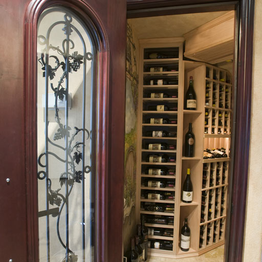 Home Wine Cellar with Traditional Custom Wine Racks